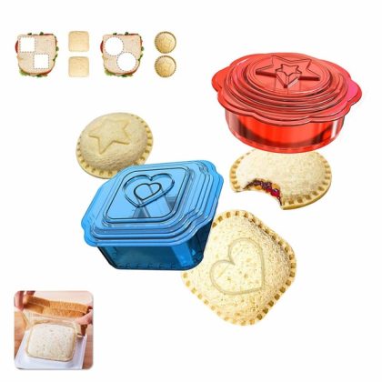 Uncrustables Maker – Falluk Sandwich Cutter and Sealer – 12 Pieces Uncrustables for Boys and Girls Kids Lunch – Healthier, Red and Blue