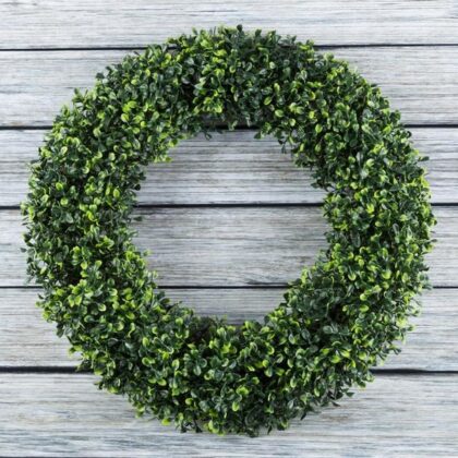 Pure Garden 50-150 Boxwood, Artificial Wreath-19.5 Inches, Green