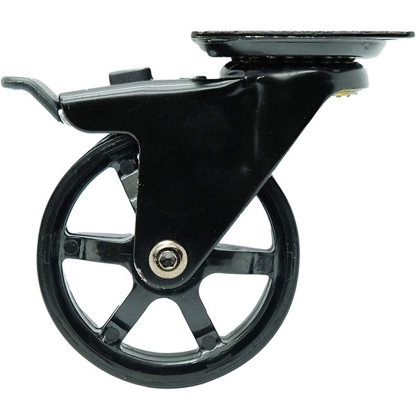 4 Pack Designer Caster, 3-Inch, Gloss Black, 4 Count