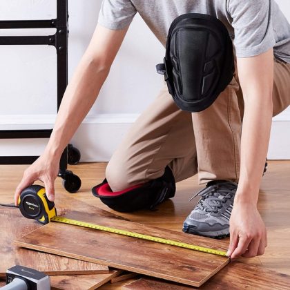 AmazonCommercial Gel-Foam Soft Cap Work Knee Pads, 9 in, Black, 1 pair