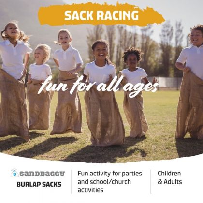 Sandbaggy Burlap Bags Large 24″ x 40″ – Potato Sack Race Bags for Kids & Adults | Perfect Birthday Party Game | Shrub & Plant Frost Protection (Pack of 4)