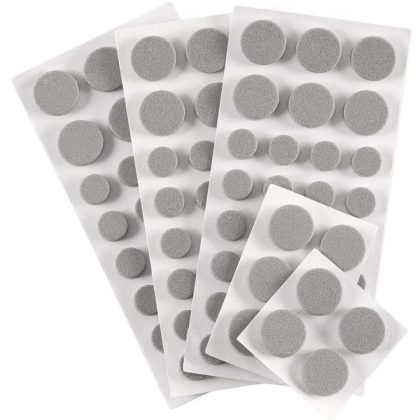SoftTouch Assorted Round Self-Stick Noise Dampening Foam Cabinet Bumpers, 100 Pack, Gray, 100 Piece