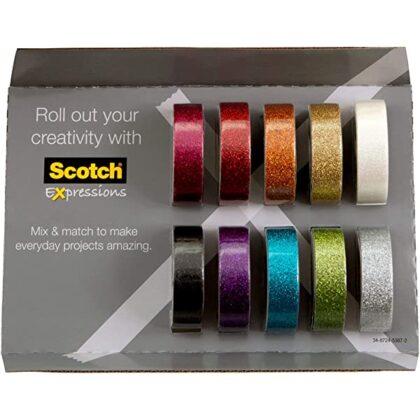 Scotch Brand Scotch Expressions Glitter Washi Tape, Great for Bullet Journaling and DIY Décor, 10-Pack