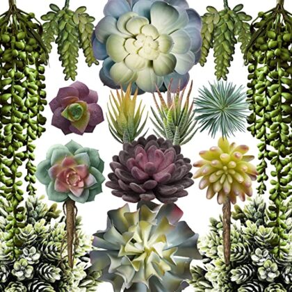 Caqpo Artificial Succulents – 15 Pack – Premium Unpotted Succulent Plants Artificial – Realistic Textured Succulents – Fake Succulent Plants for DIY – Faux Cactus Plant Bulk – Feaux Succulent Plants