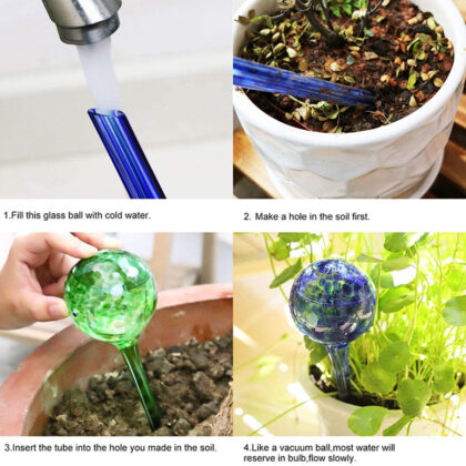 Brajttt Plant Watering Globes Automatic Glass Watering Bulbs, Glass Ball Planter, Decorative Garden Watering Cans Glass drip Ball with 8 Tags, 8-Pack, 2.95 inch Diameter