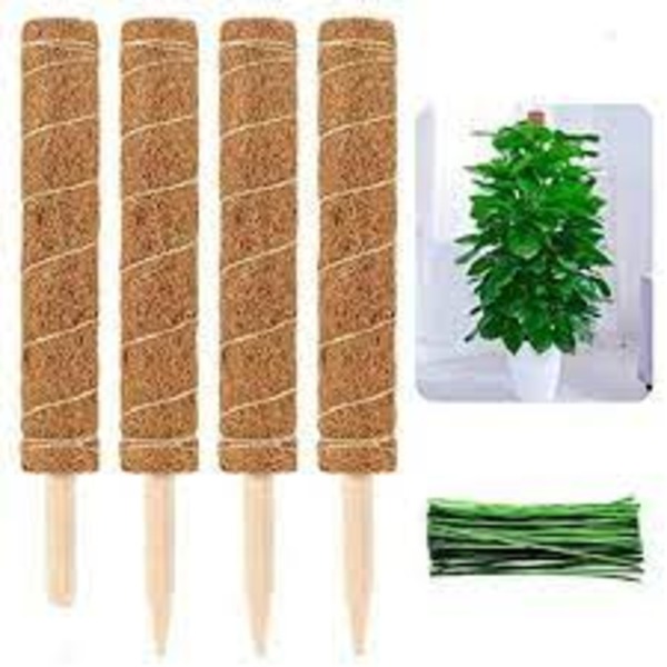 Alphatool Full Length 39.5 Inch Coir Totem Pole- 4 Pcs 16.5 Inch Coir Moss Totem Pole Coir Moss Stick for Creepers Plant Support Extension, Climbing Indoor Plants