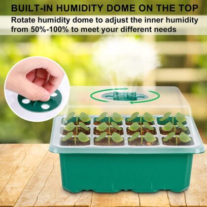 10 Packs Seed Starter Trays Seedling Tray, Humidity Adjustable Kit with Dome and Base Greenhouse Grow Trays Mini Propagator for Seeds Growing Starting(5 Green & 5 Black)